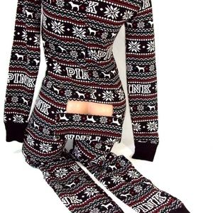 PINK Fair Isle One Piece Long Johns